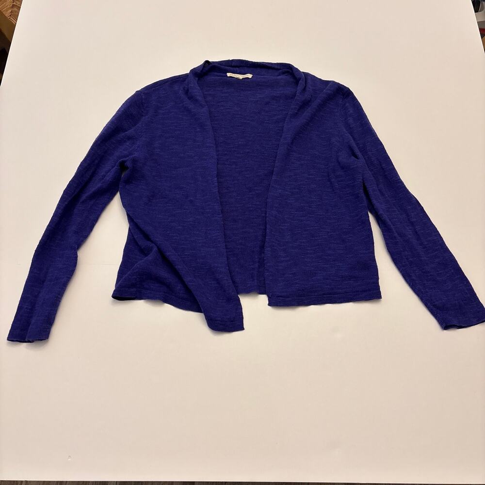 Eileen Fisher Womens XXS Blue Organic Linen Cotton Open Front Cardigan